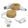 Branded Bamboo Retractable Charging Cables